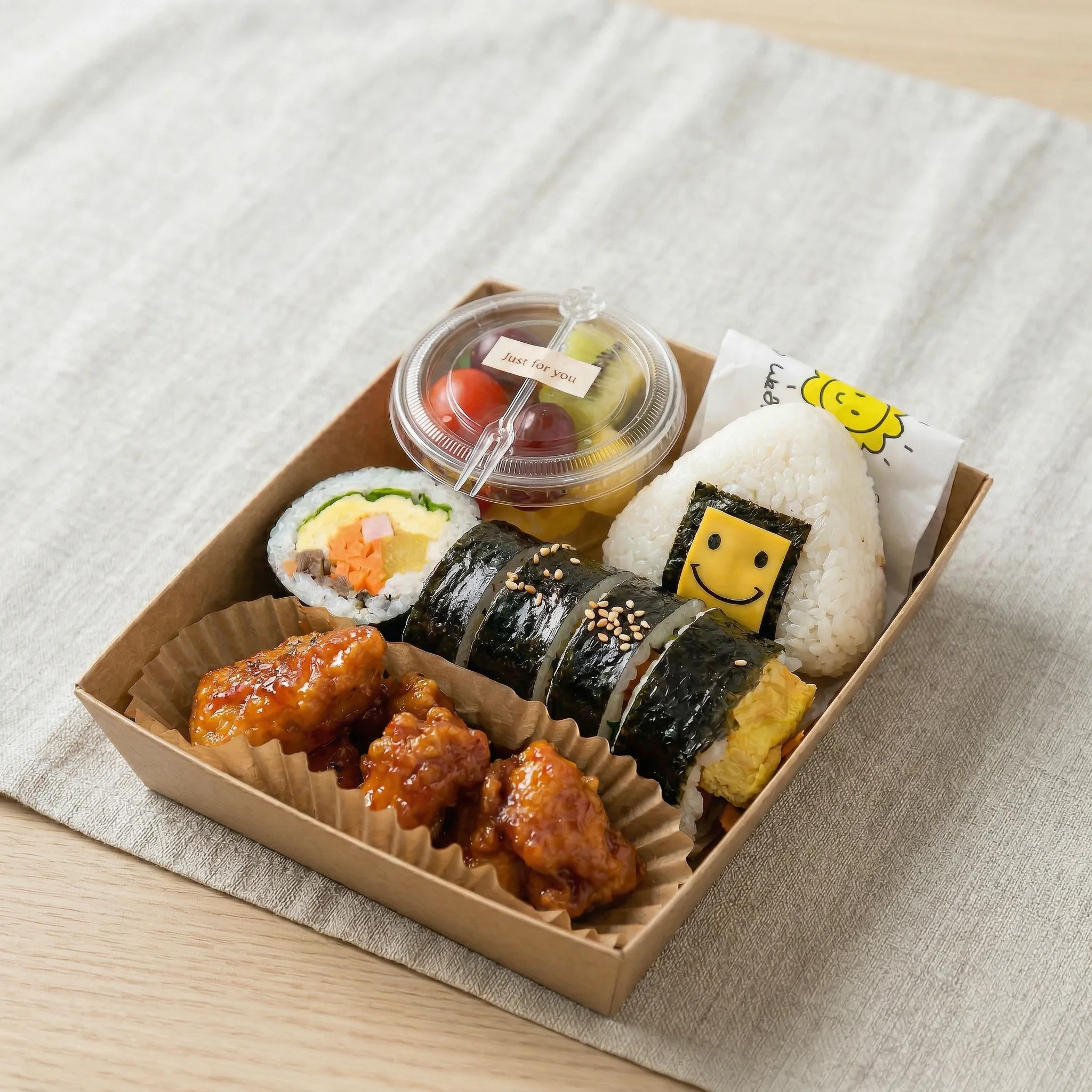 김밥+오니기리+닭강정+미니과일컵