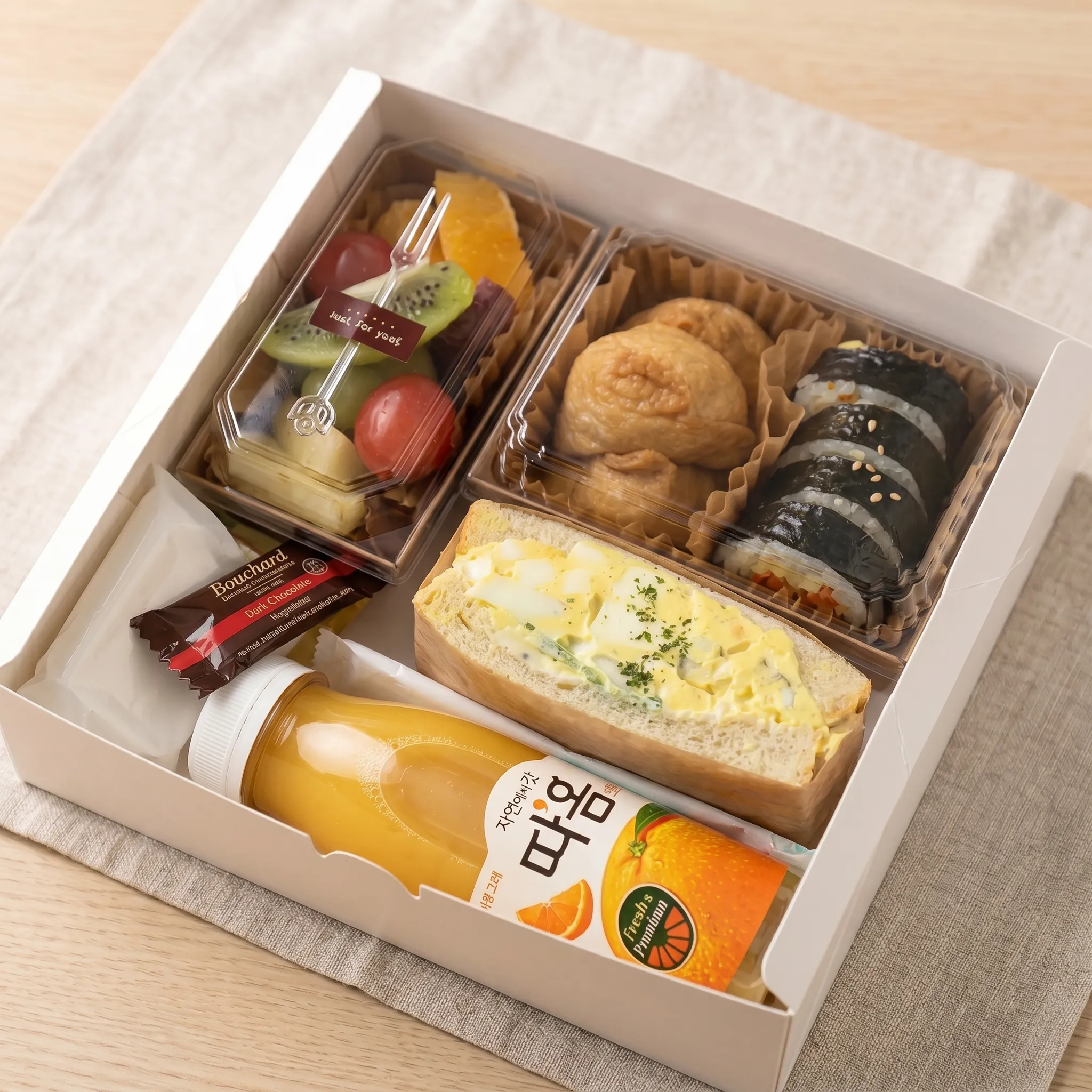 에그샌드+김밥+유부초밥+과일도시락+보틀쥬스